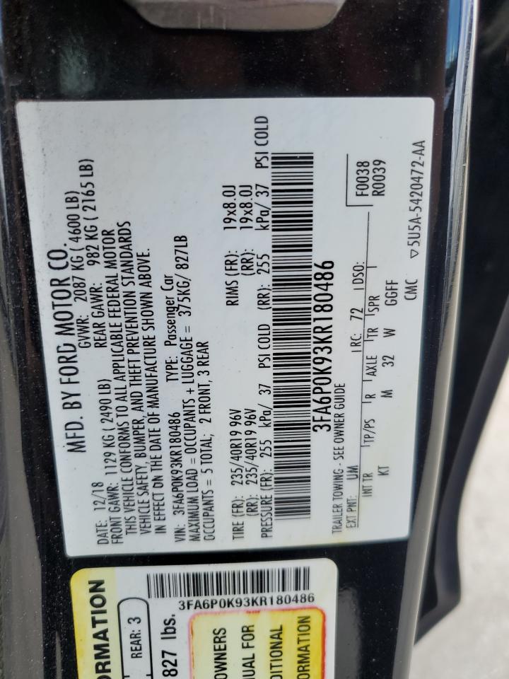 Lot #2857050028 2019 FORD FUSION TIT