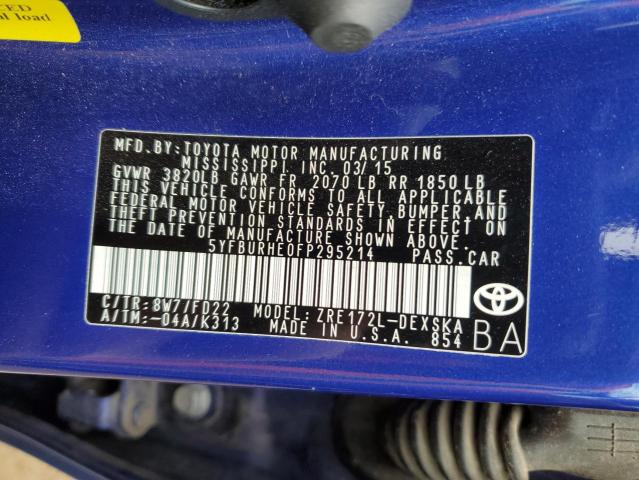 2015 TOYOTA COROLLA L - 5YFBURHE0FP295214