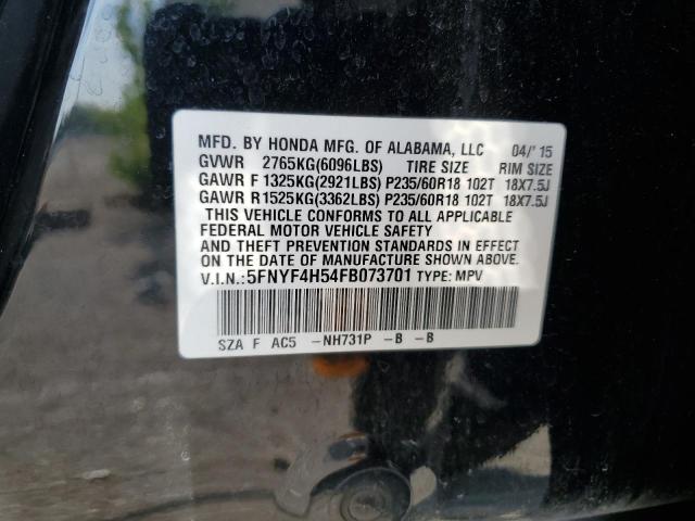 2015 HONDA PILOT EXL - 5FNYF4H54FB073701