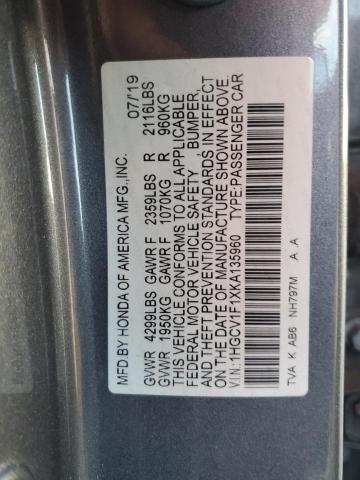 2019 HONDA ACCORD LX 1HGCV1F1XKA135960  70575584