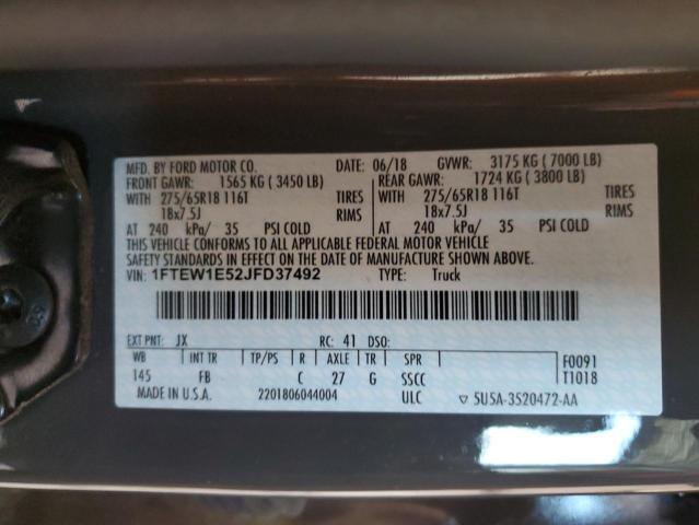 2018 FORD F150 SUPER - 1FTEW1E52JFD37492