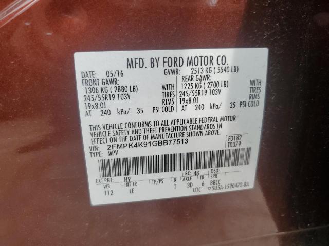 2016 FORD EDGE TITAN - 2FMPK4K91GBB77513