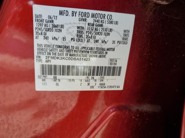 VIN 2FMDK3KC0DBA51423 2013 Ford Edge, Limited no.13