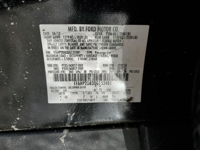 VIN 1FAHP2D83DG152481 2013 Ford Taurus, SE no.13