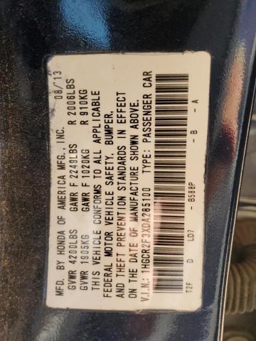 VIN 1HGCR2F3XDA285100 2013 Honda Accord, LX no.13