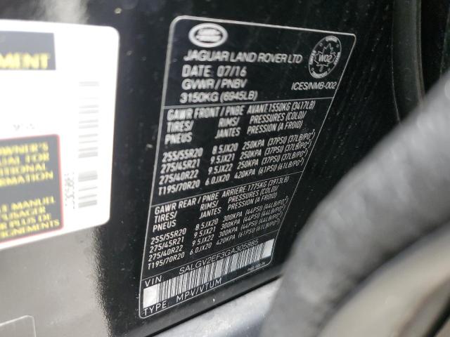 2016 LAND ROVER RANGE ROVE - SALGV2EF3GA305885
