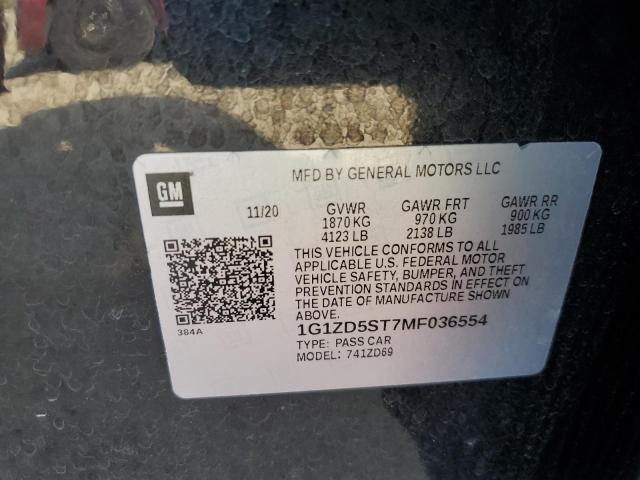 2021 CHEVROLET MALIBU LT - 1G1ZD5ST7MF036554