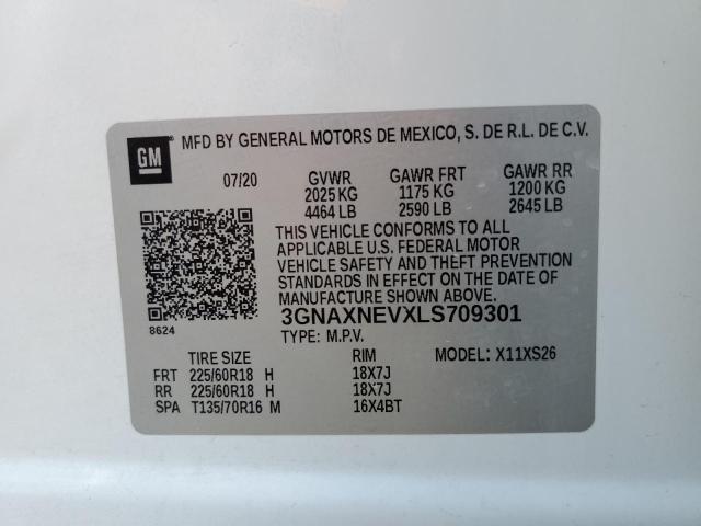 2020 CHEVROLET EQUINOX PR - 3GNAXNEVXLS709301
