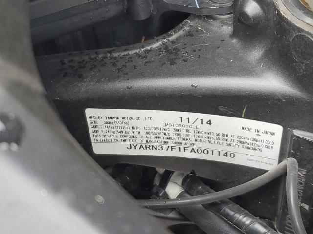 2015 YAMAHA FJ09 JYARN37E1FA001149