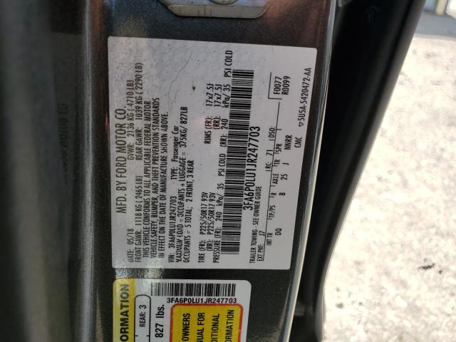 VIN 3FA6P0LU1JR247703 2018 Ford Fusion, Se Hybrid no.12