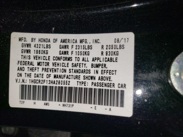 2017 HONDA ACCORD SPO - 1HGCR2F13HA280552