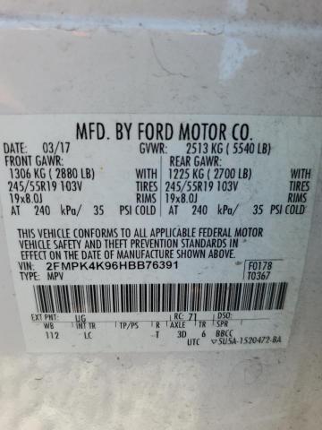 VIN 2FMPK4K96HBB76391 2017 Ford Edge, Titanium no.14