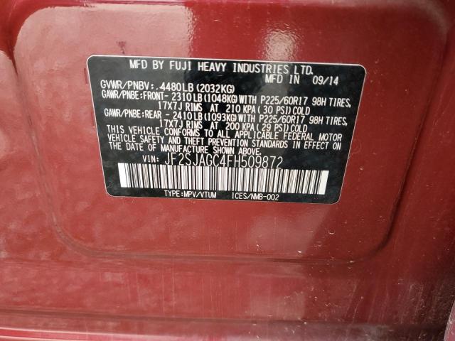 2015 SUBARU FORESTER 2 - JF2SJAGC4FH509872