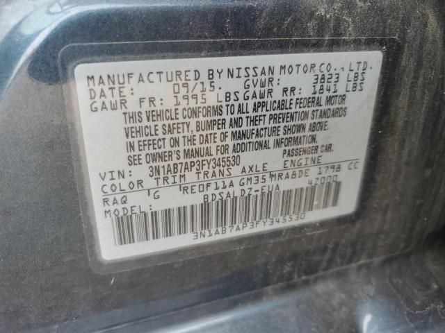 VIN 3N1AB7AP3FY345530 2015 Nissan Sentra, S no.12