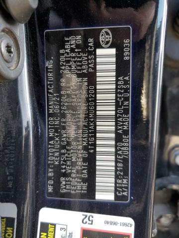 VIN 4T1G11AK4MU601200 2021 Toyota Camry, SE no.12