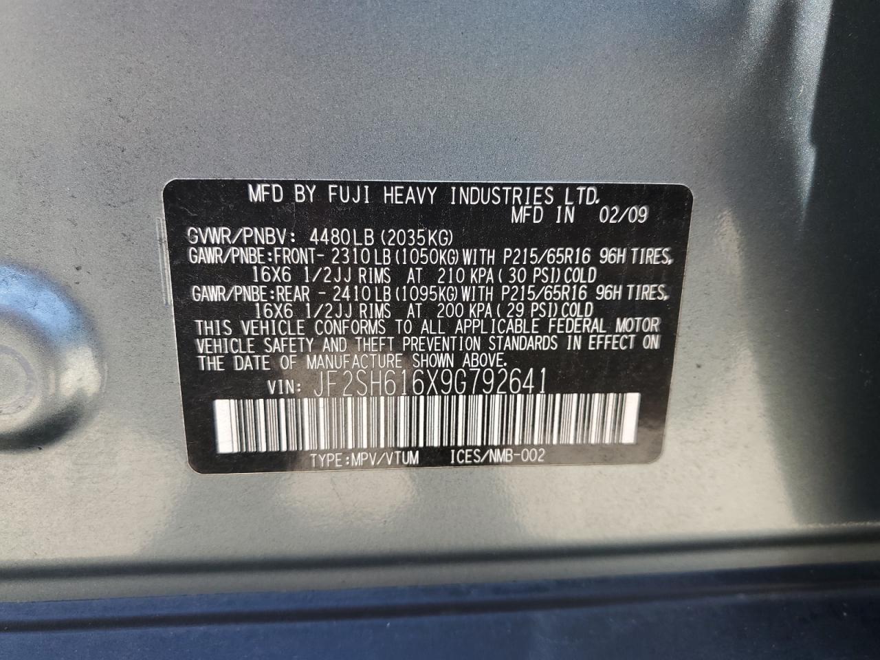 Lot #2860296074 2009 SUBARU FORESTER 2