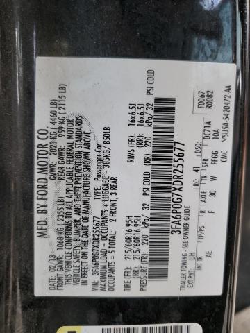 VIN 3FA6P0G7XDR255677 2013 Ford Fusion, S no.12