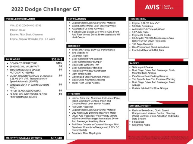 2022 DODGE CHALLENGER - 2C3CDZKG4NH215792