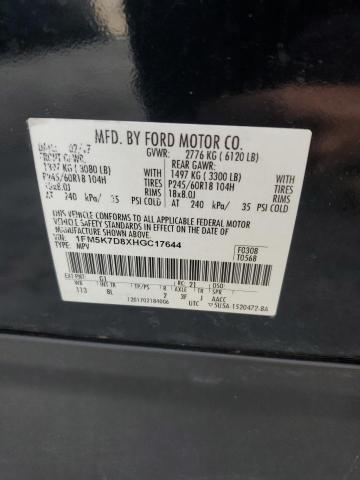 2017 FORD EXPLORER X 1FM5K7D8XHGC17644  70801184