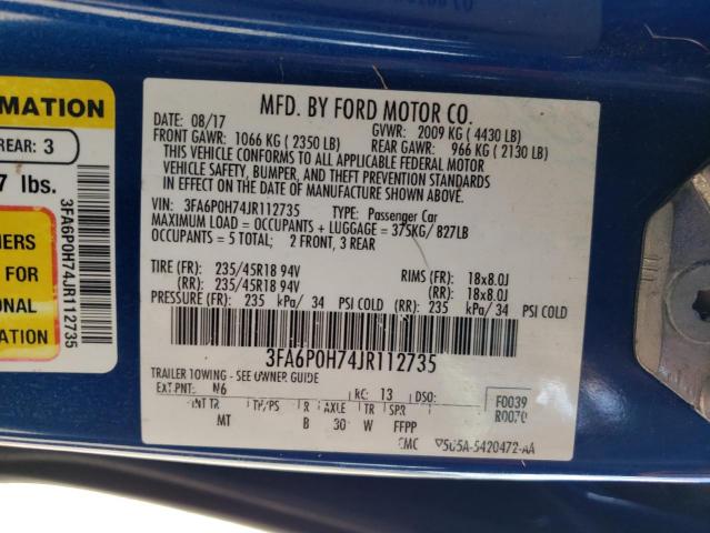 VIN 3FA6P0H74JR112735 2018 Ford Fusion, SE no.12