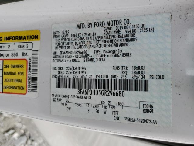 VIN 3FA6P0HD5GR296680 2016 Ford Fusion, SE no.12