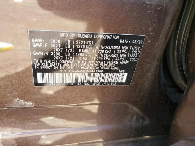 VIN 4S4WMAMD2M3401986 2021 Subaru Ascent, Limited no.13