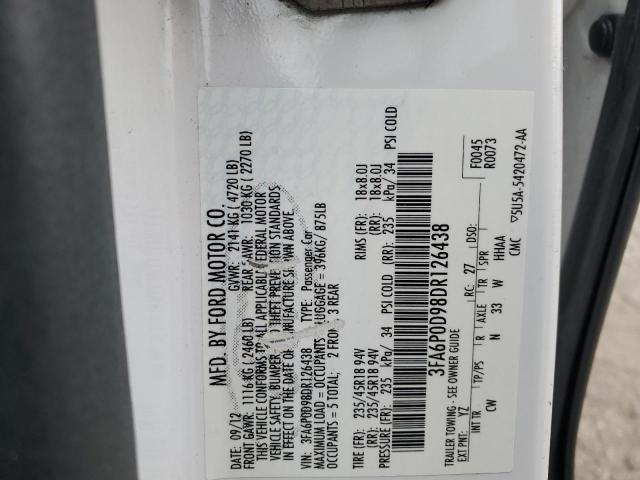 VIN 3FA6P0D98DR126438 2013 Ford Fusion, Titanium no.12