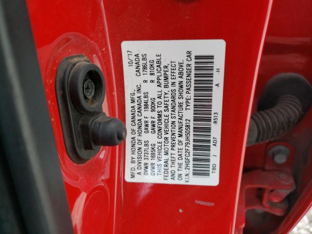 2018 HONDA CIVIC EX - 2HGFC2F79JH505812