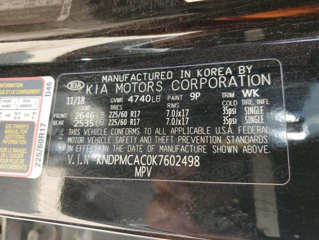2019 KIA SPORTAGE L - KNDPMCAC0K7602498