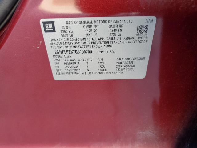 2016 CHEVROLET EQUINOX LT - 2GNFLFEK7G6195750