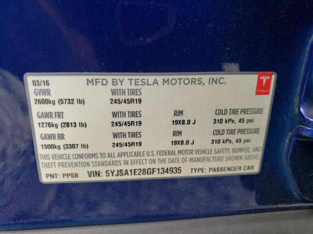2016 TESLA MODEL S - 5YJSA1E28GF134935