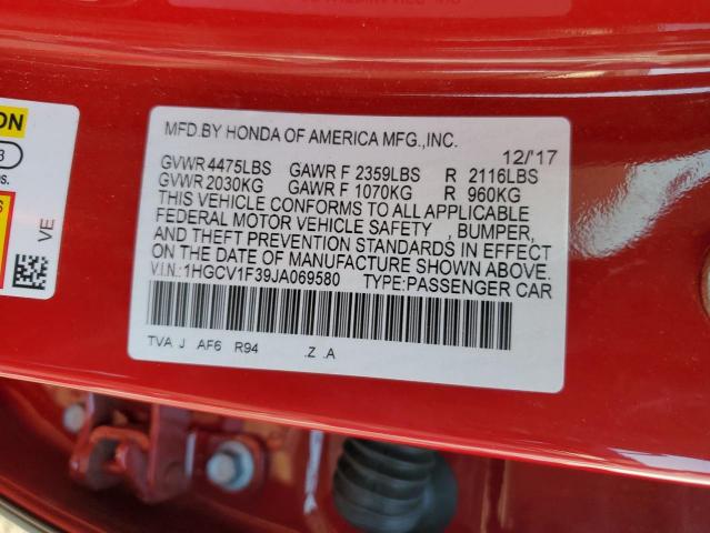 2018 HONDA ACCORD SPO - 1HGCV1F39JA069580