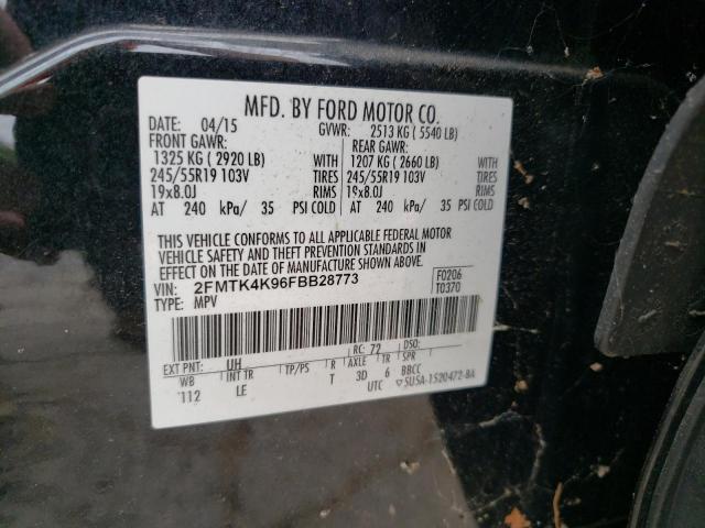 VIN 2FMTK4K96FBB28773 2015 Ford Edge, Titanium no.13