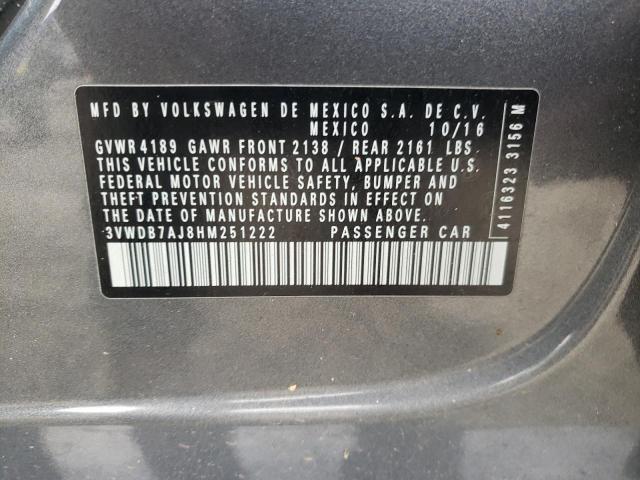 2017 VOLKSWAGEN JETTA SE - 3VWDB7AJ8HM251222