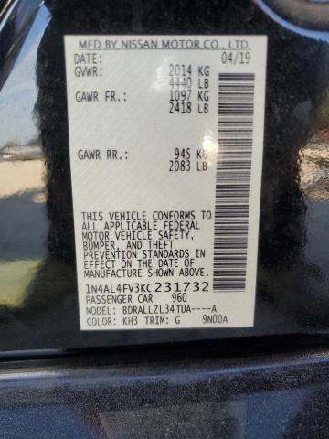 2019 NISSAN ALTIMA EDI 1N4AL4FV3KC231732