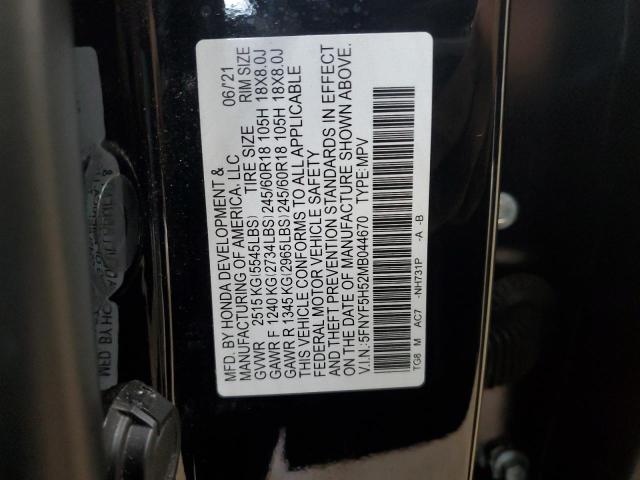 2021 HONDA PILOT EXL - 5FNYF5H52MB044670