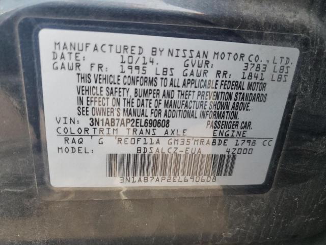 VIN 3N1AB7AP2EL690608 2014 Nissan Sentra, S no.12