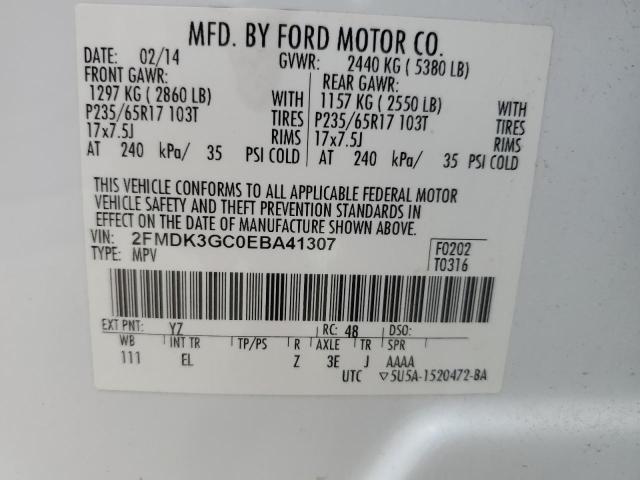 VIN 2FMDK3GC0EBA41307 2014 Ford Edge, SE no.13