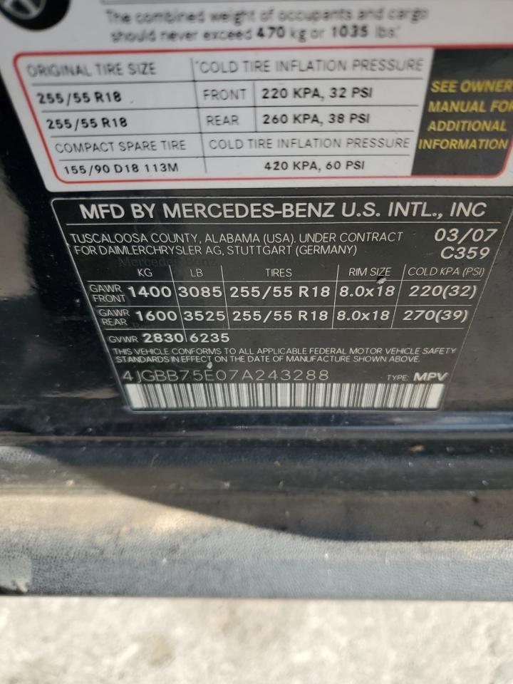 Lot #2909520396 2007 MERCEDES-BENZ ML 500