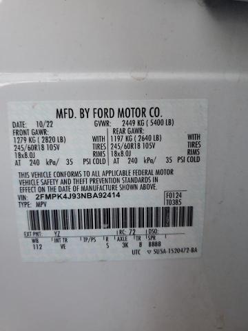 2022 FORD EDGE SEL - 2FMPK4J93NBA92414