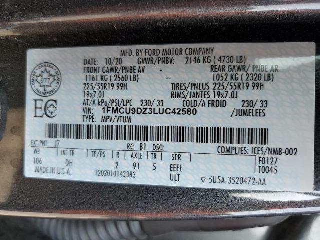 2020 FORD ESCAPE TIT - 1FMCU9DZ3LUC42580