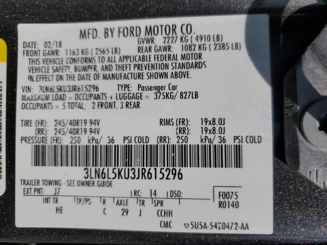 VIN 3LN6L5KU3JR615296 2018 Lincoln MKZ, Hybrid Prem... no.13