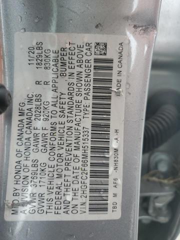 2021 HONDA CIVIC LX - 2HGFC2F66MH515337