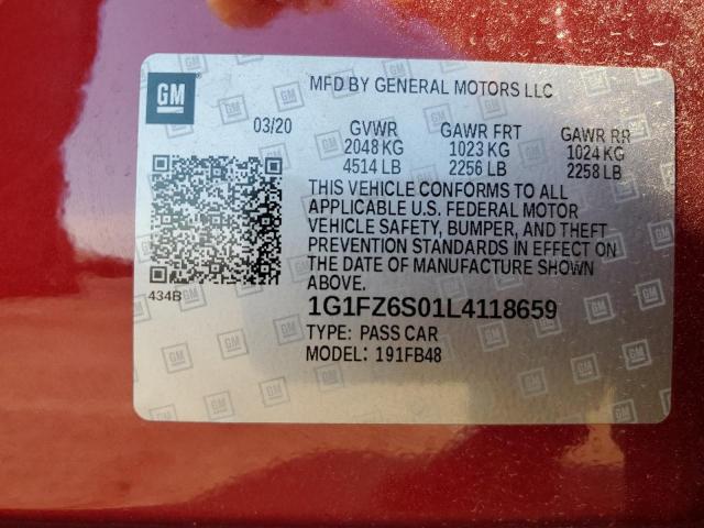 2020 CHEVROLET BOLT EV PR - 1G1FZ6S01L4118659