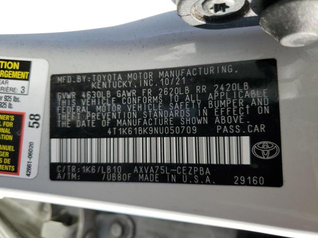 VIN 4T1K61BK9NU050709 2022 Toyota Camry, Xse no.13