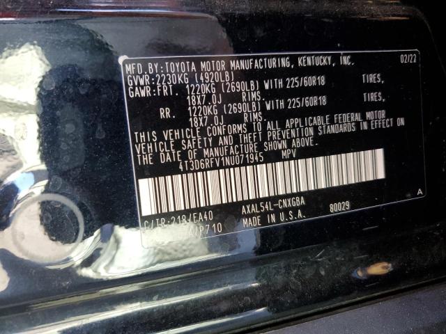 VIN 4T3D6RFV1NU071945 2022 Toyota RAV4, Limited no.13