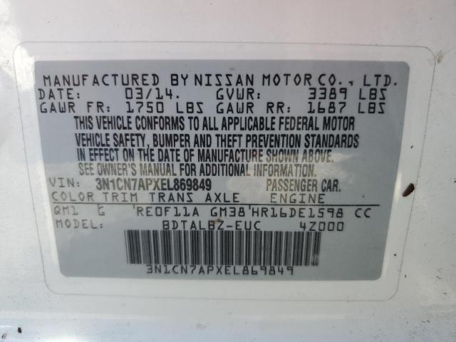 VIN 3N1CN7APXEL869849 2014 Nissan Versa, S no.13