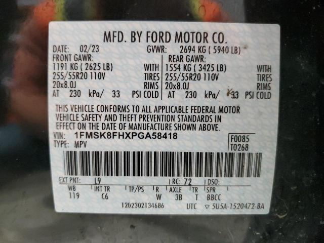 2023 FORD EXPLORER L 1FMSK8FHXPGA58418  72021424