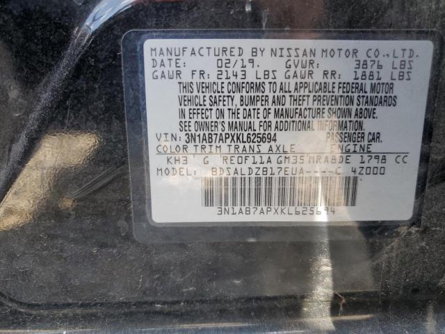 VIN 3N1AB7APXKL625694 2019 Nissan Sentra, S no.12