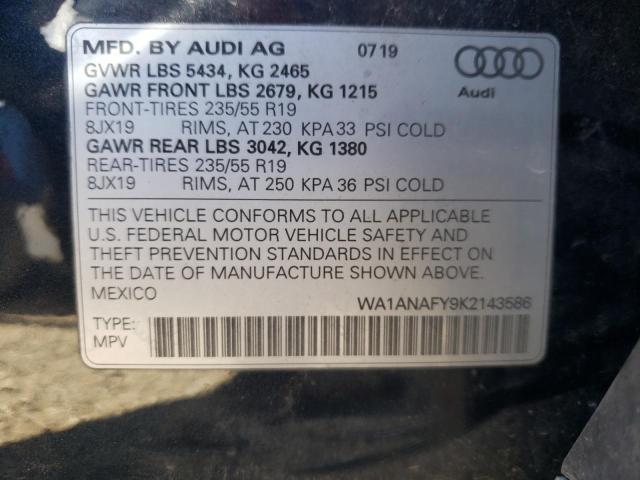 VIN WA1ANAFY9K2143586 2019 Audi Q5, Premium no.13